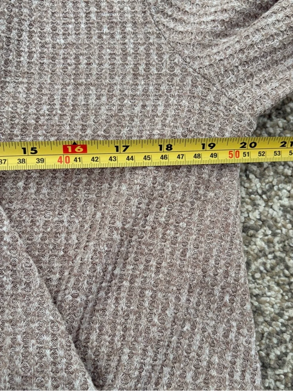Akemi + Kin‎ Anthropologie Faux Wrap Thermal Tan Sweater Womens Large